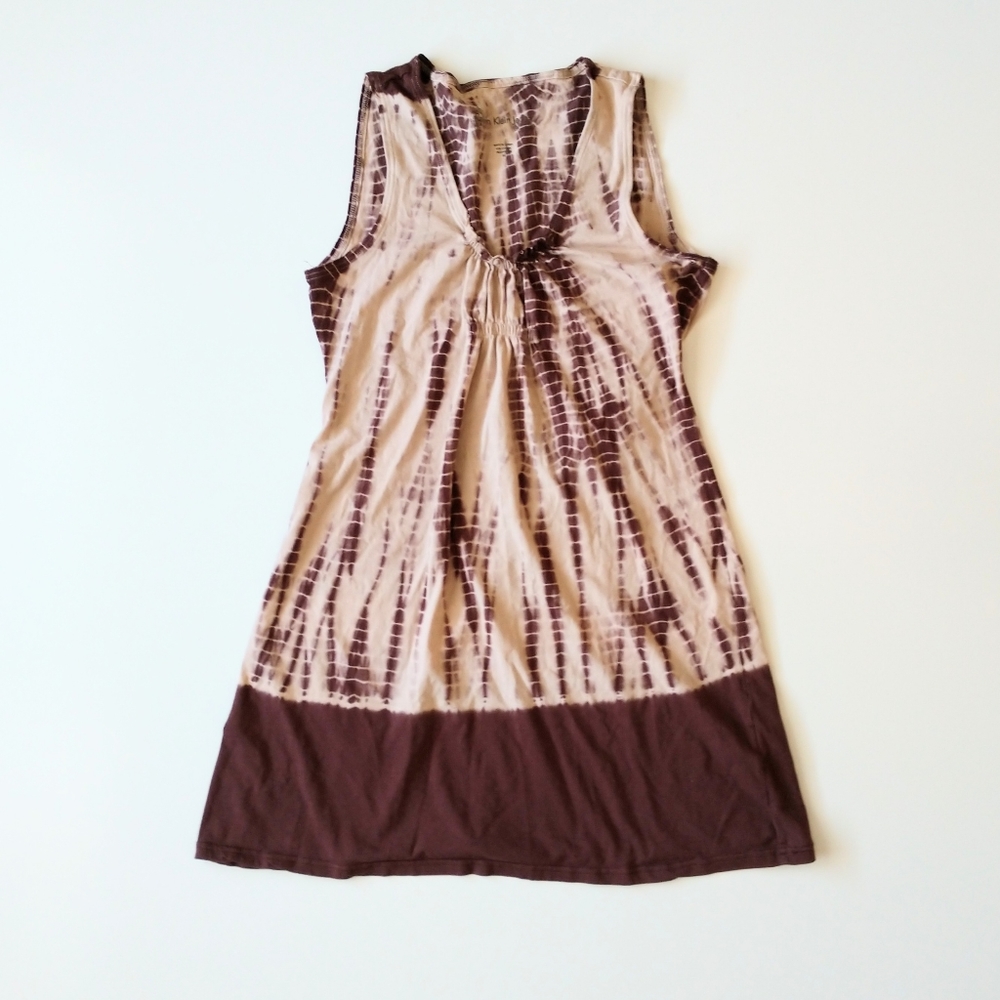 Calvin Klein Jeans Brown Tan Tie Dye V Neck Dress